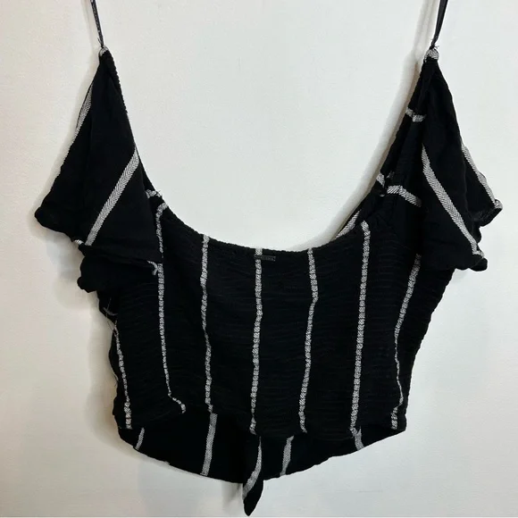 Volcom Coco tie Chest Crop Top Black White - Picture 7 of 7